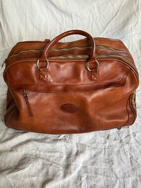 Vintage Italian Leather Travel Duffel Bag - Men